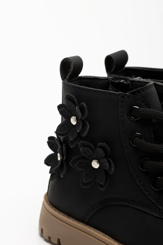 Flower Boots Black