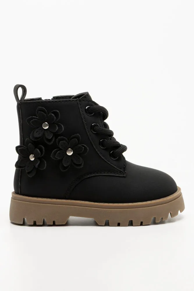 Flower Boots Black