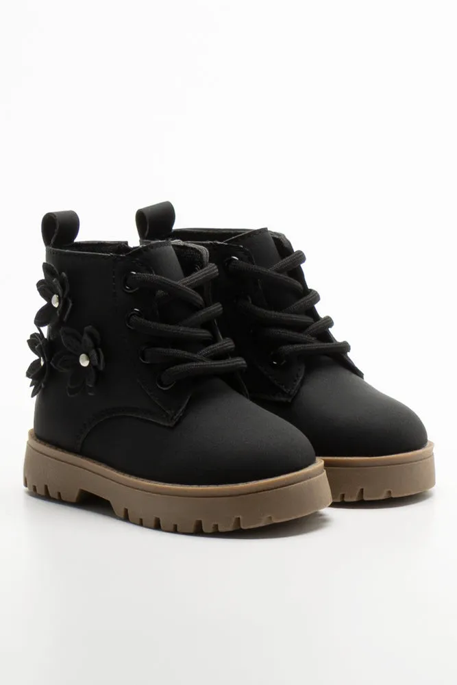 Flower Boots Black