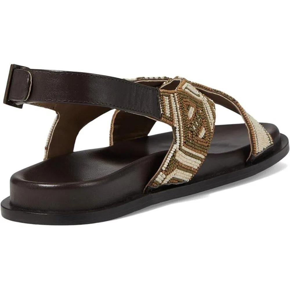 Free People Sandals Mali Taupe Multi Beaded Flats