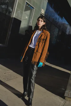Fringe Suede Jacket Tan