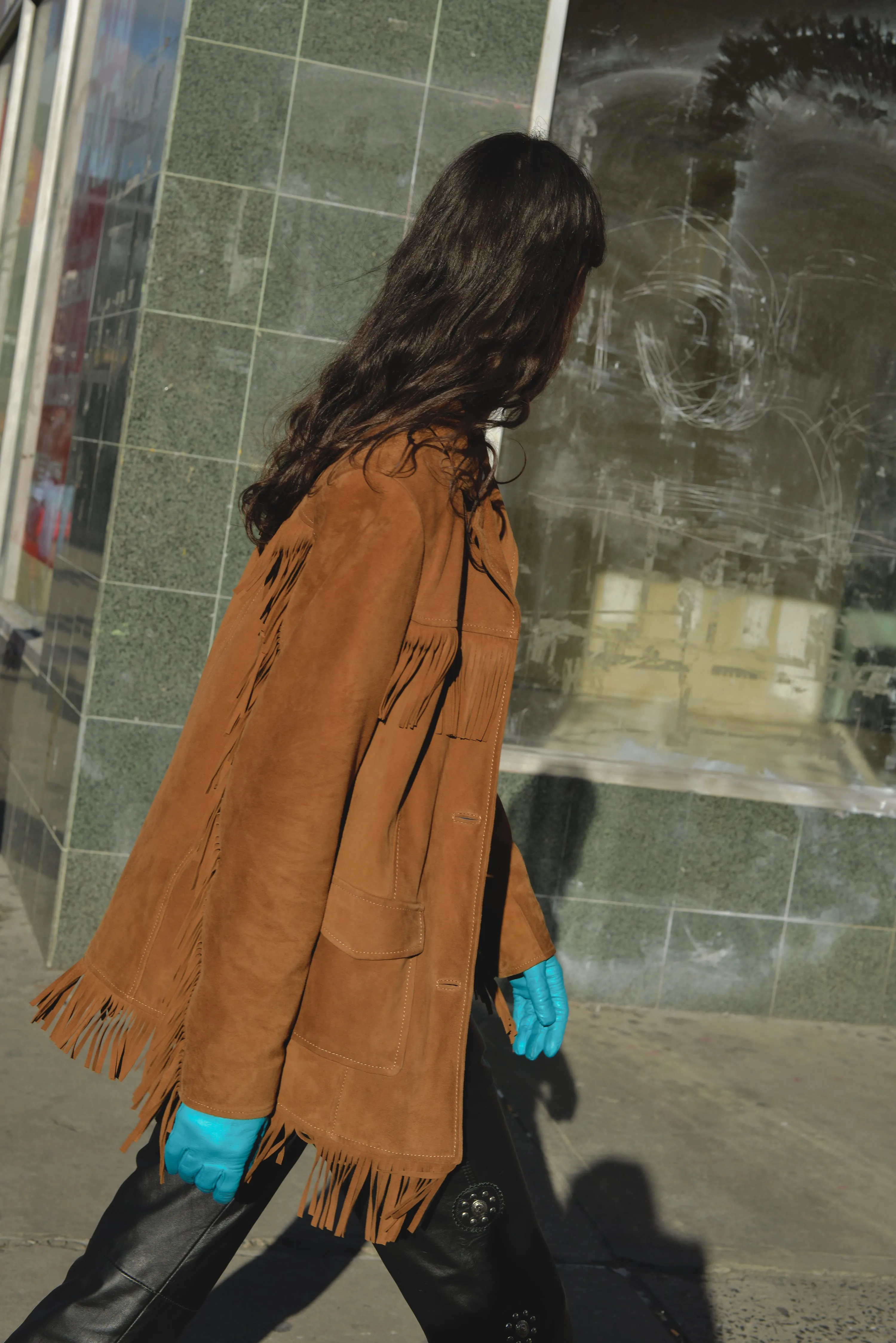 Fringe Suede Jacket Tan