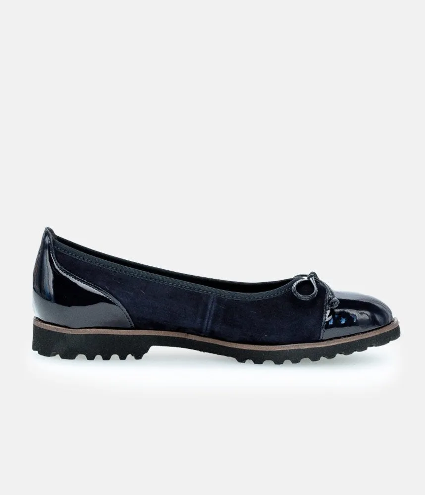 Gabor Stylish Navy Patent/Suede Ballerinas