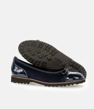 Gabor Stylish Navy Patent/Suede Ballerinas