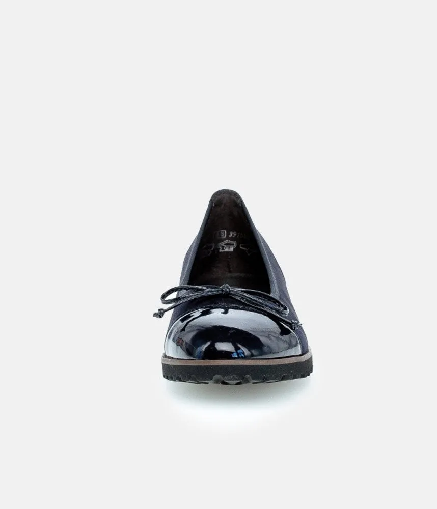 Gabor Stylish Navy Patent/Suede Ballerinas