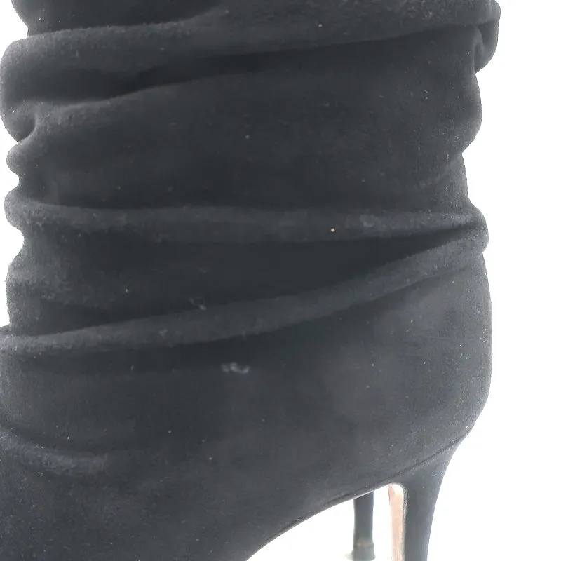 Gianvito Rossi Cecile Slouch Ankle Boots Black Suede Size 36.5