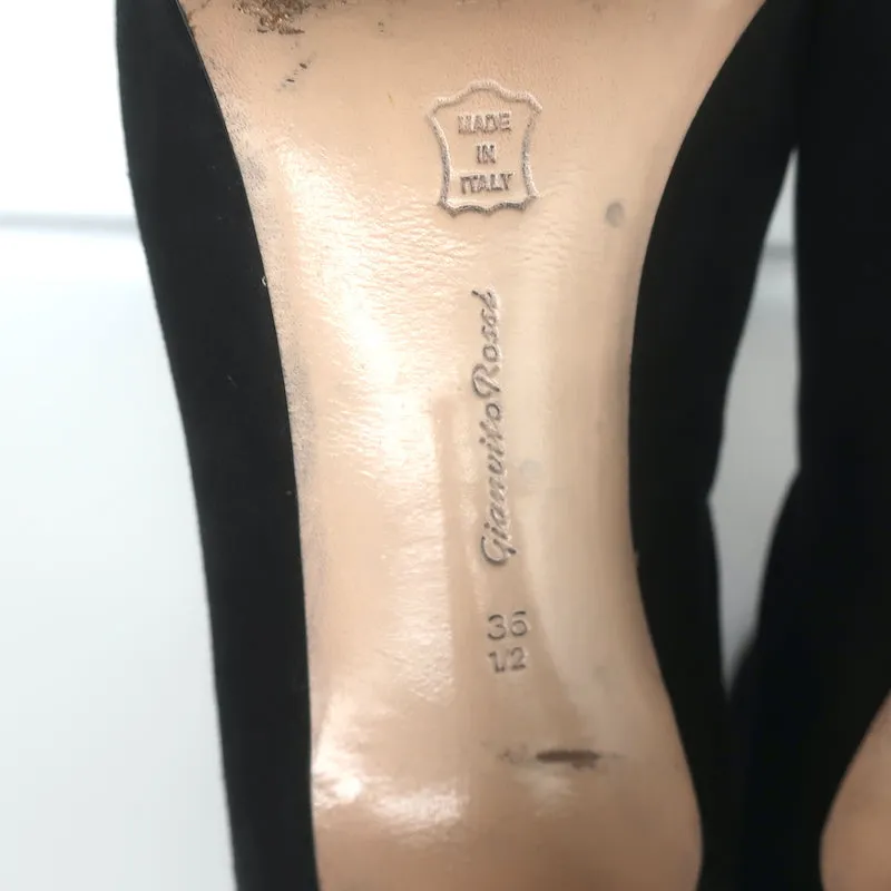 Gianvito Rossi Cecile Slouch Ankle Boots Black Suede Size 36.5
