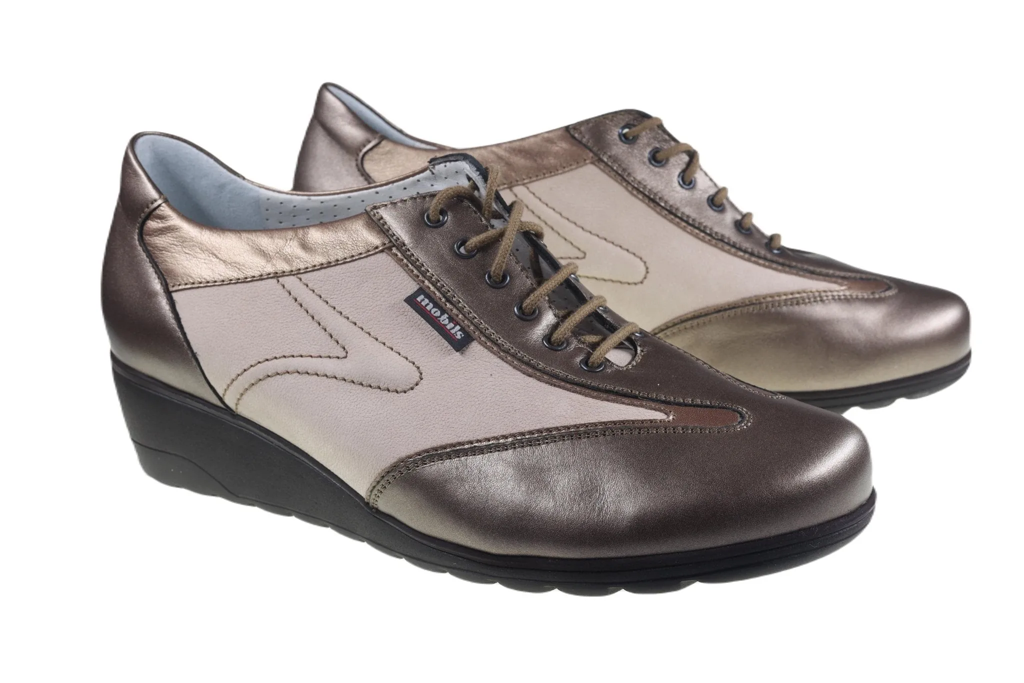 'Glenda' women's ergonomic wide fit (H) sneaker - Taupe bronze