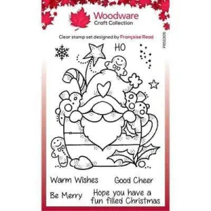Gnome Christmas Cup 4x6” Clear Stamp Woodware FRS1005