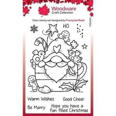 Gnome Christmas Cup 4x6” Clear Stamp Woodware FRS1005