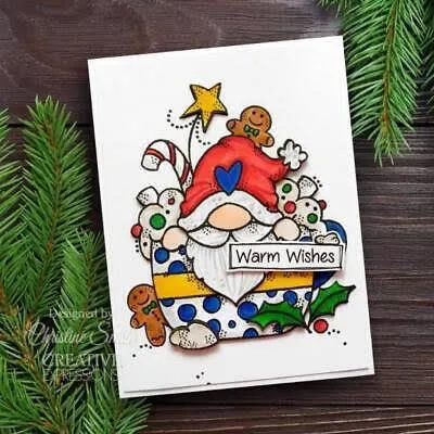 Gnome Christmas Cup 4x6” Clear Stamp Woodware FRS1005