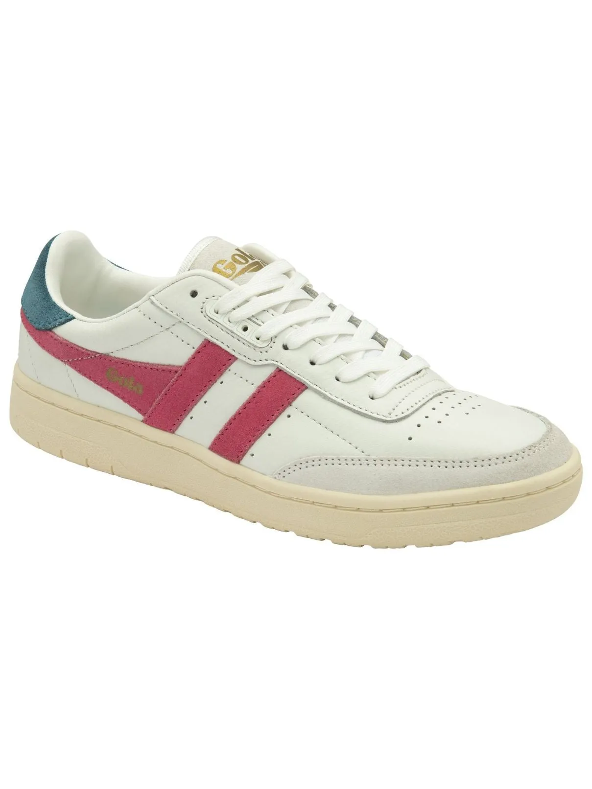 Gola Falcon Sneakers in White/Flouro Pink/Peacock