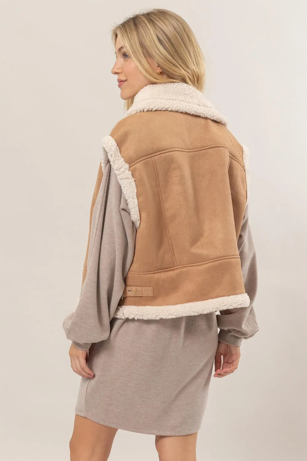 Hazel Blues® |  HYFVE Fur-Contrast Zip Up Suede Vest