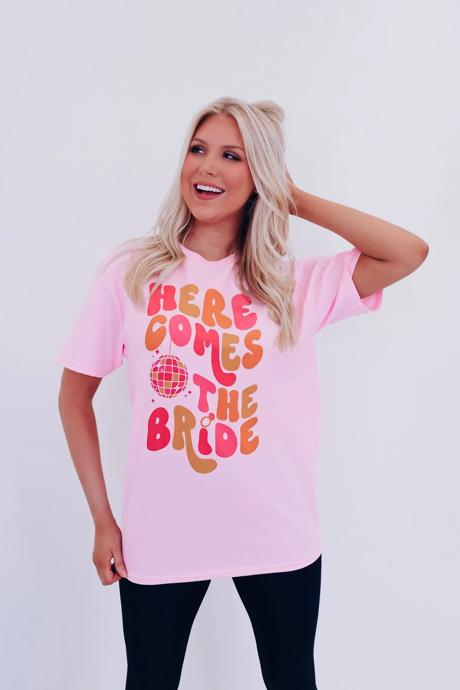 Here Comes The Bride Graphic Tee - Pink