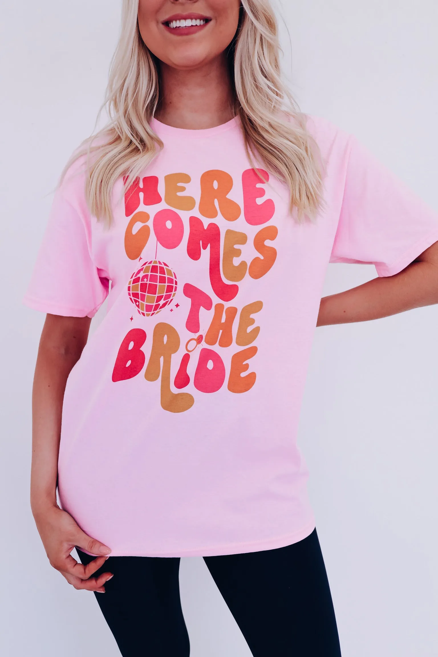 Here Comes The Bride Graphic Tee - Pink