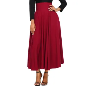 High Waist Pleated Belted Skirt