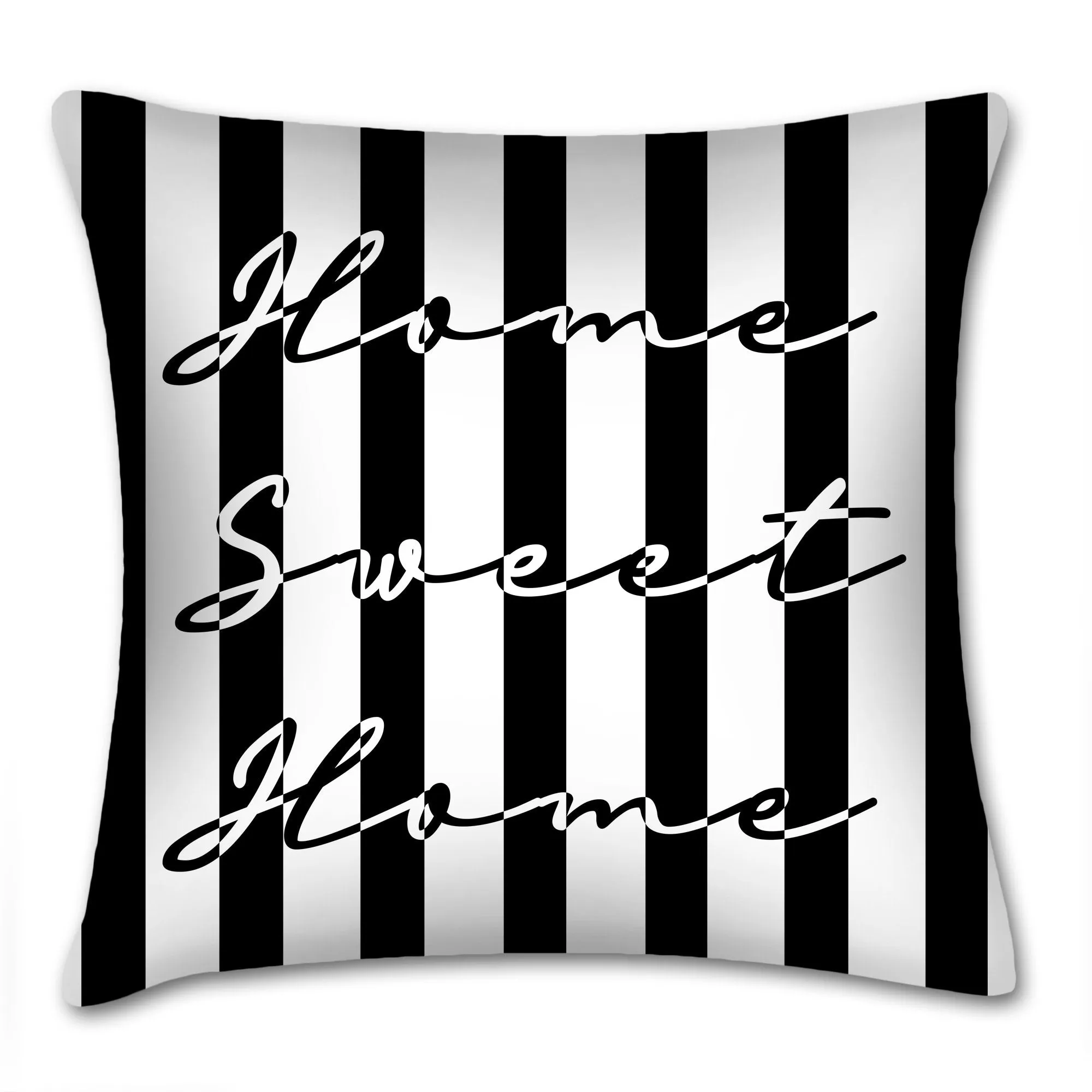 Home Sweet Home pillow, black and white, modern Interior decor, typographic design, home decor, pillow cover and insert, stripes