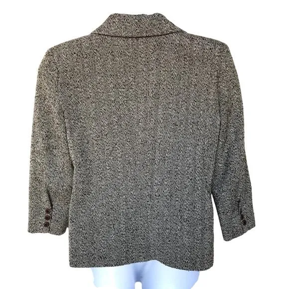 Hot Cream Wool and Silk Blend Tweed Blazer - size L - Stylish and Unique