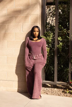 IM COZY MINERALWASH SWEATPANTS SET -BLACKBERRY PURPLE