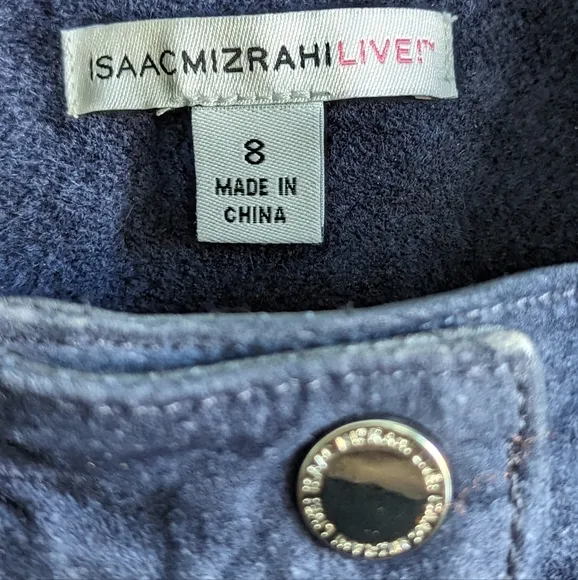 Isaac Mizrahi Live Suede/leather Jacket, Dark Blue, size 8