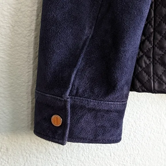 Isaac Mizrahi Live Suede/leather Jacket, Dark Blue, size 8