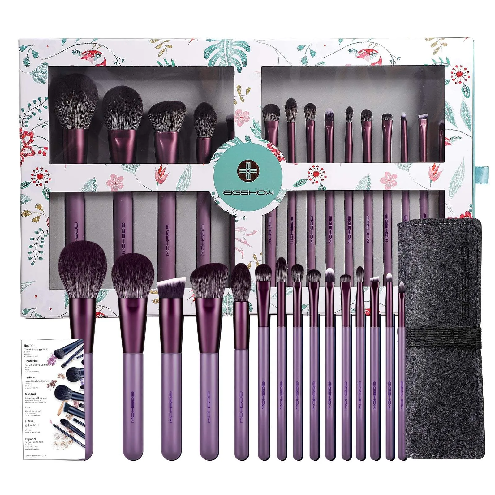 JADE SERIES - 15 PCS MAKEUP BRUSH KIT IN GIFT BOX - SMOKE PURPLE