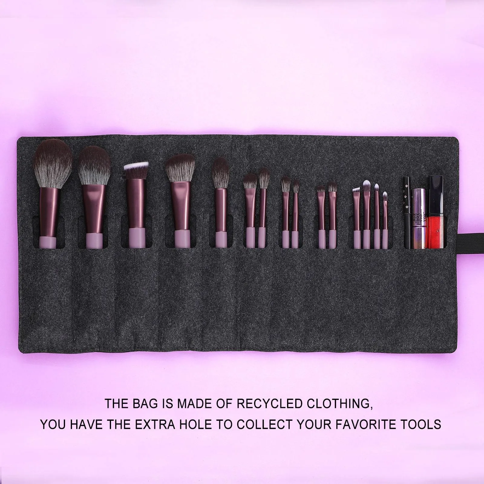 JADE SERIES - 15 PCS MAKEUP BRUSH KIT IN GIFT BOX - SMOKE PURPLE