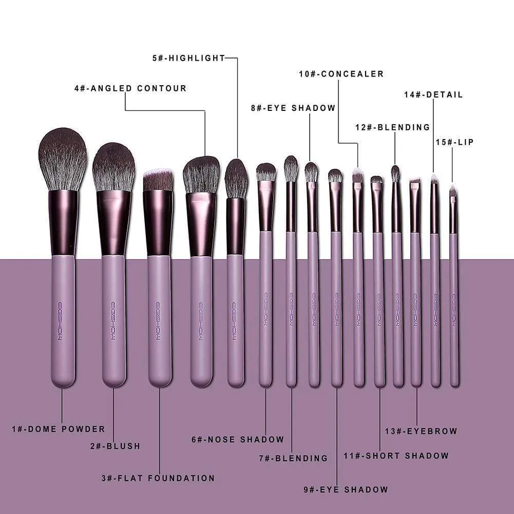 JADE SERIES - 15 PCS MAKEUP BRUSH KIT IN GIFT BOX - SMOKE PURPLE