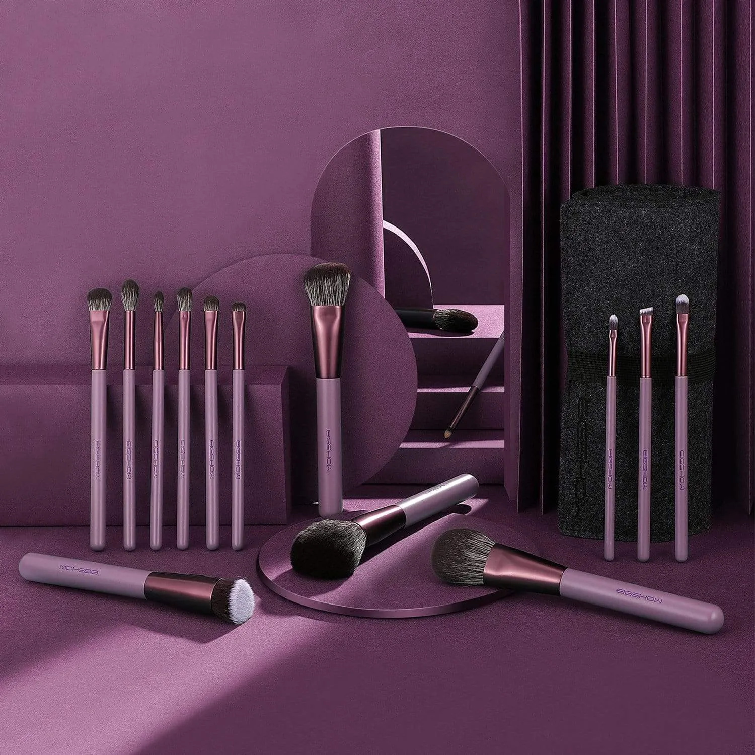 JADE SERIES - 15 PCS MAKEUP BRUSH KIT IN GIFT BOX - SMOKE PURPLE