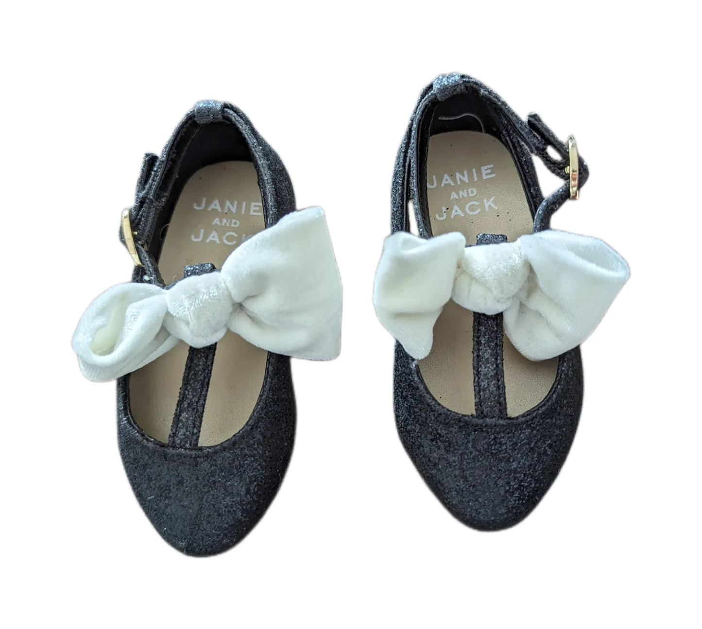 Janie and Jack.black sparkle flats size 4