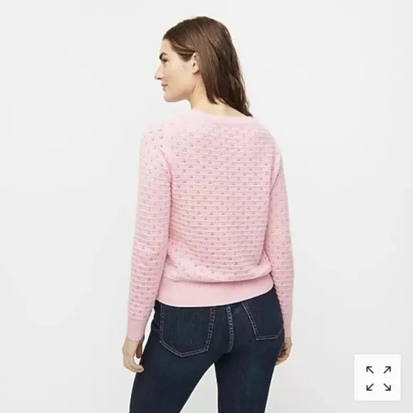 J.Crew Pointelle Crewneck Wool Knit In Heather Pale Blush Sweater Size M