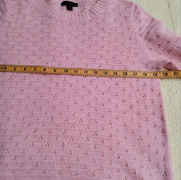 J.Crew Pointelle Crewneck Wool Knit In Heather Pale Blush Sweater Size M
