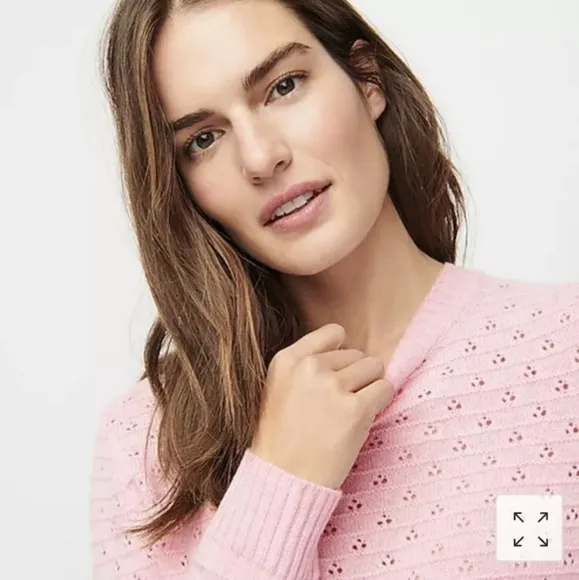 J.Crew Pointelle Crewneck Wool Knit In Heather Pale Blush Sweater Size M