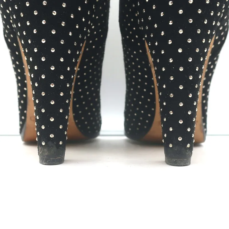 Jimmy Choo Tari Studded Ankle Boots Black Suede Size 39.5