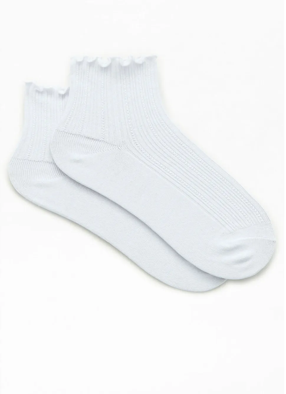 John Galt White Ruffle Ankle Socks