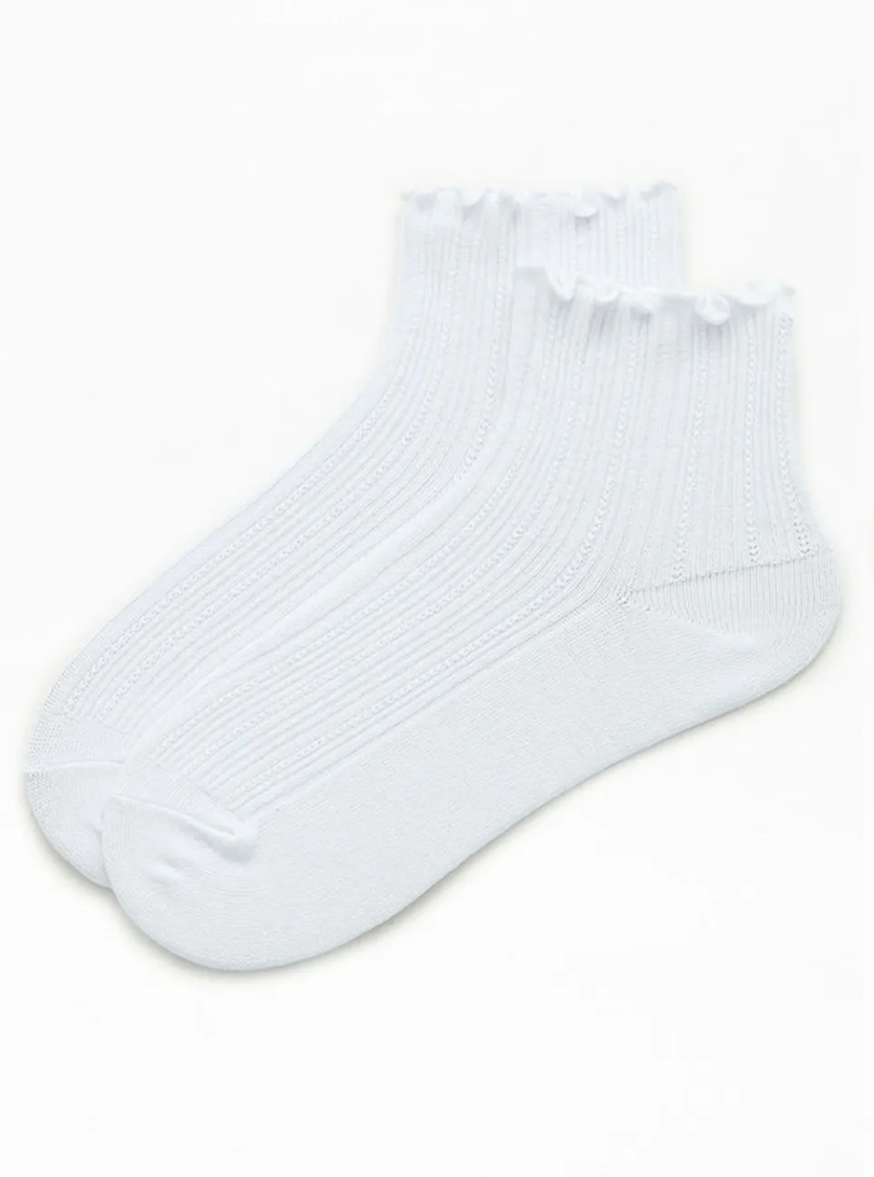 John Galt White Ruffle Ankle Socks