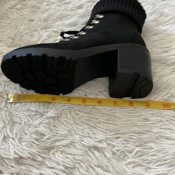 Justfab Women’s Camber Fold-Over Lace-Up Bootie in black size 7