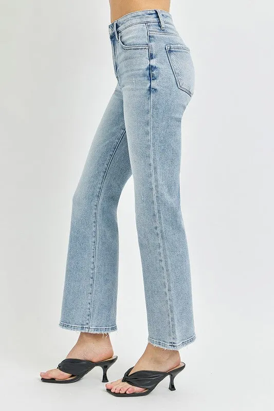 Light Wash High Rise Ankle Length Flare Jeans - Risen Jeans