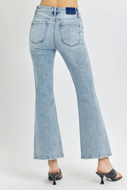 Light Wash High Rise Ankle Length Flare Jeans - Risen Jeans