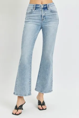 Light Wash High Rise Ankle Length Flare Jeans - Risen Jeans