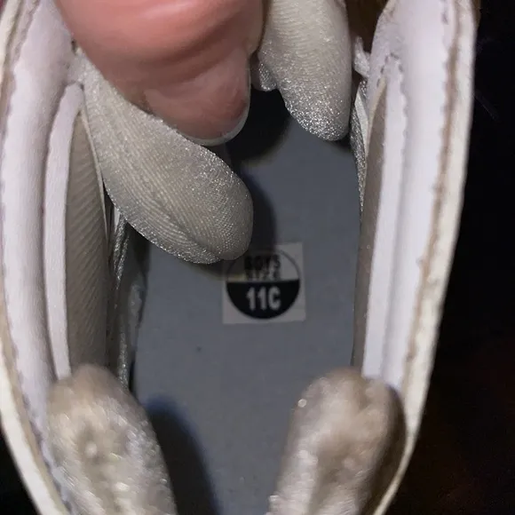 Little boys orginal white jordan sneakers size 11c