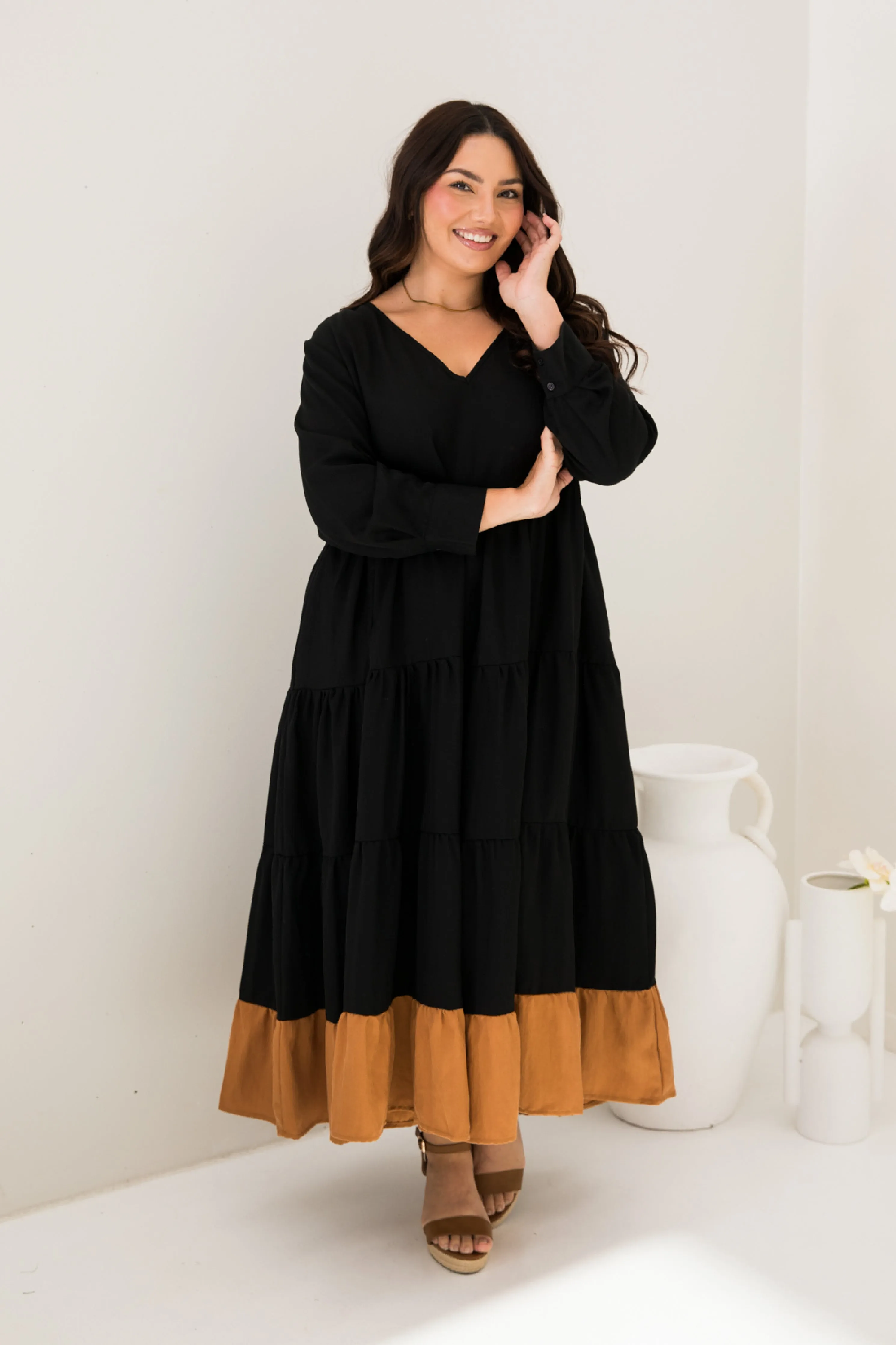 Long Sleeve Waterfall Dress | Aldo | FINAL SALE