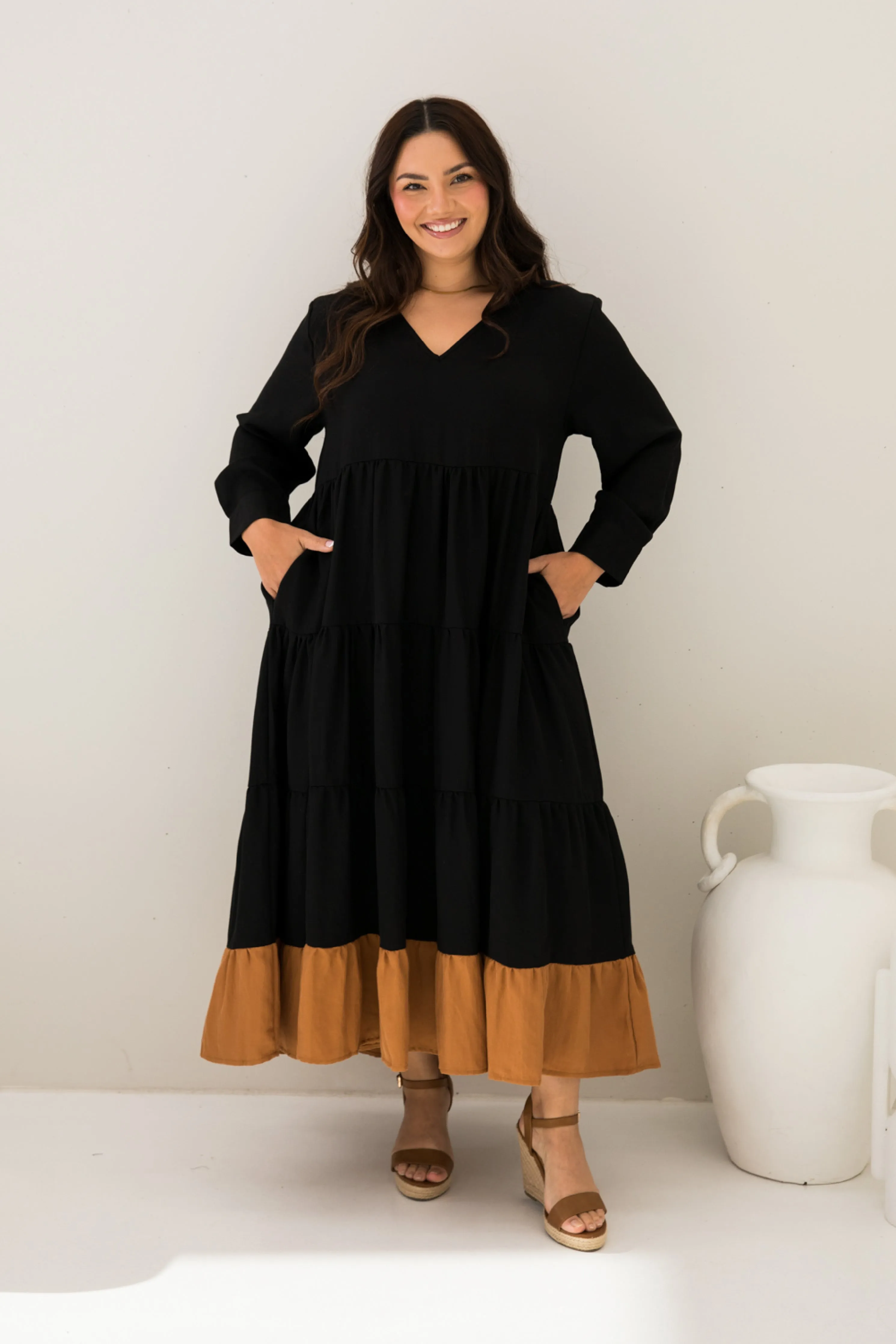 Long Sleeve Waterfall Dress | Aldo | FINAL SALE