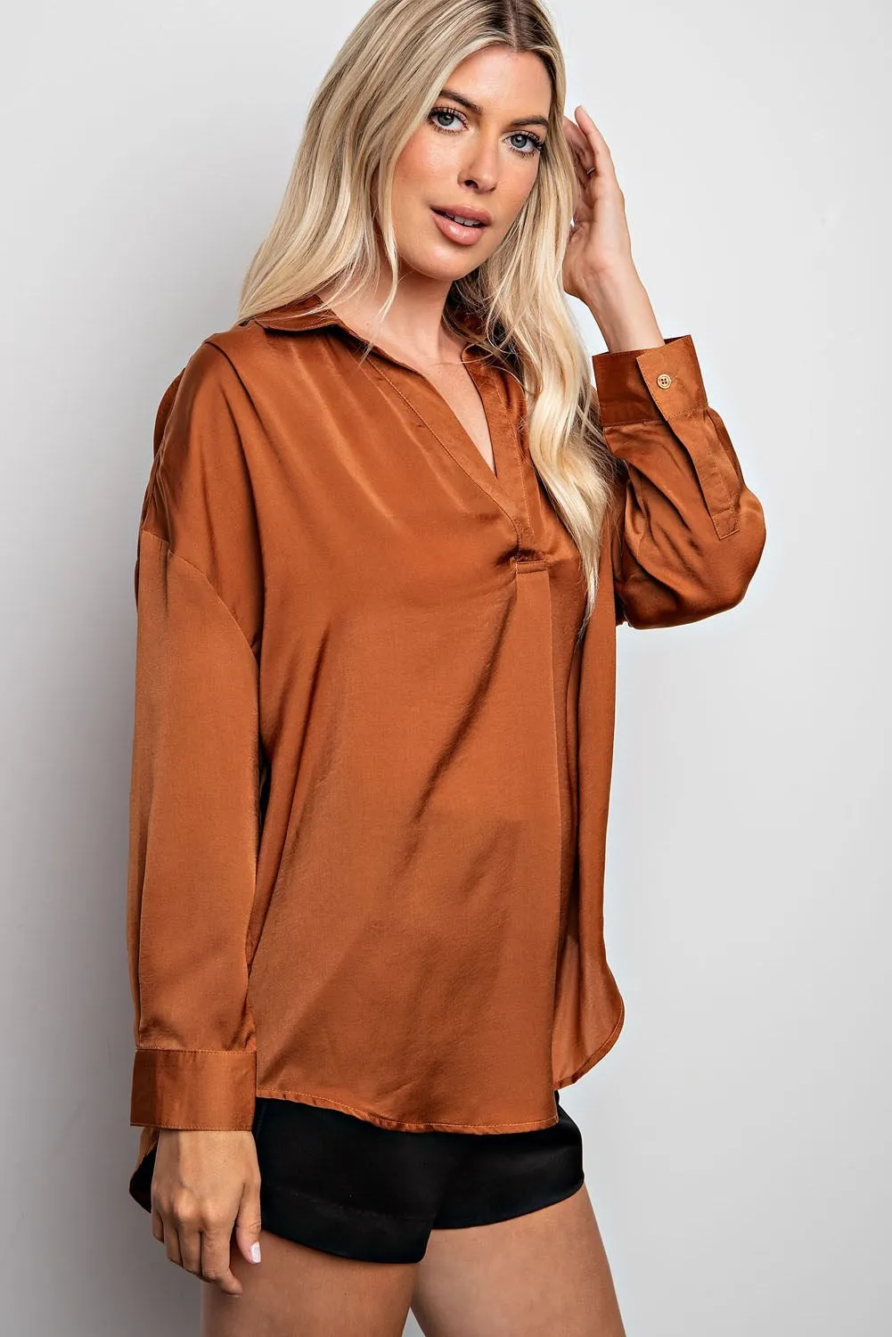 Long Sleeved Collared Blouse