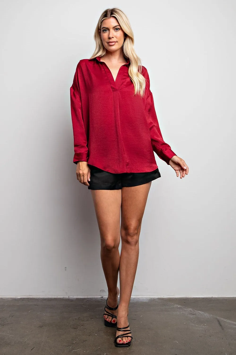 Long Sleeved Collared Blouse