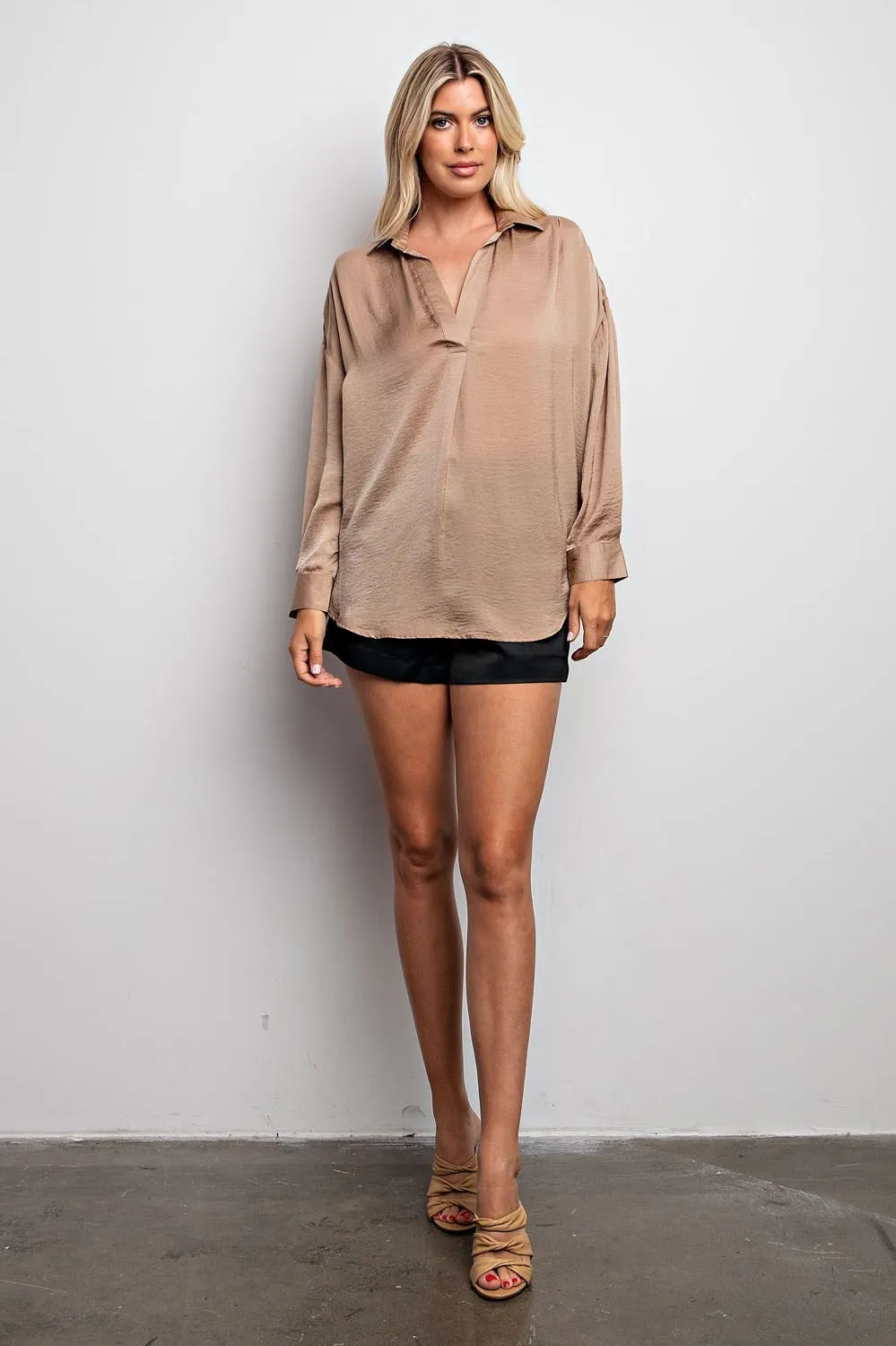 Long Sleeved Collared Blouse