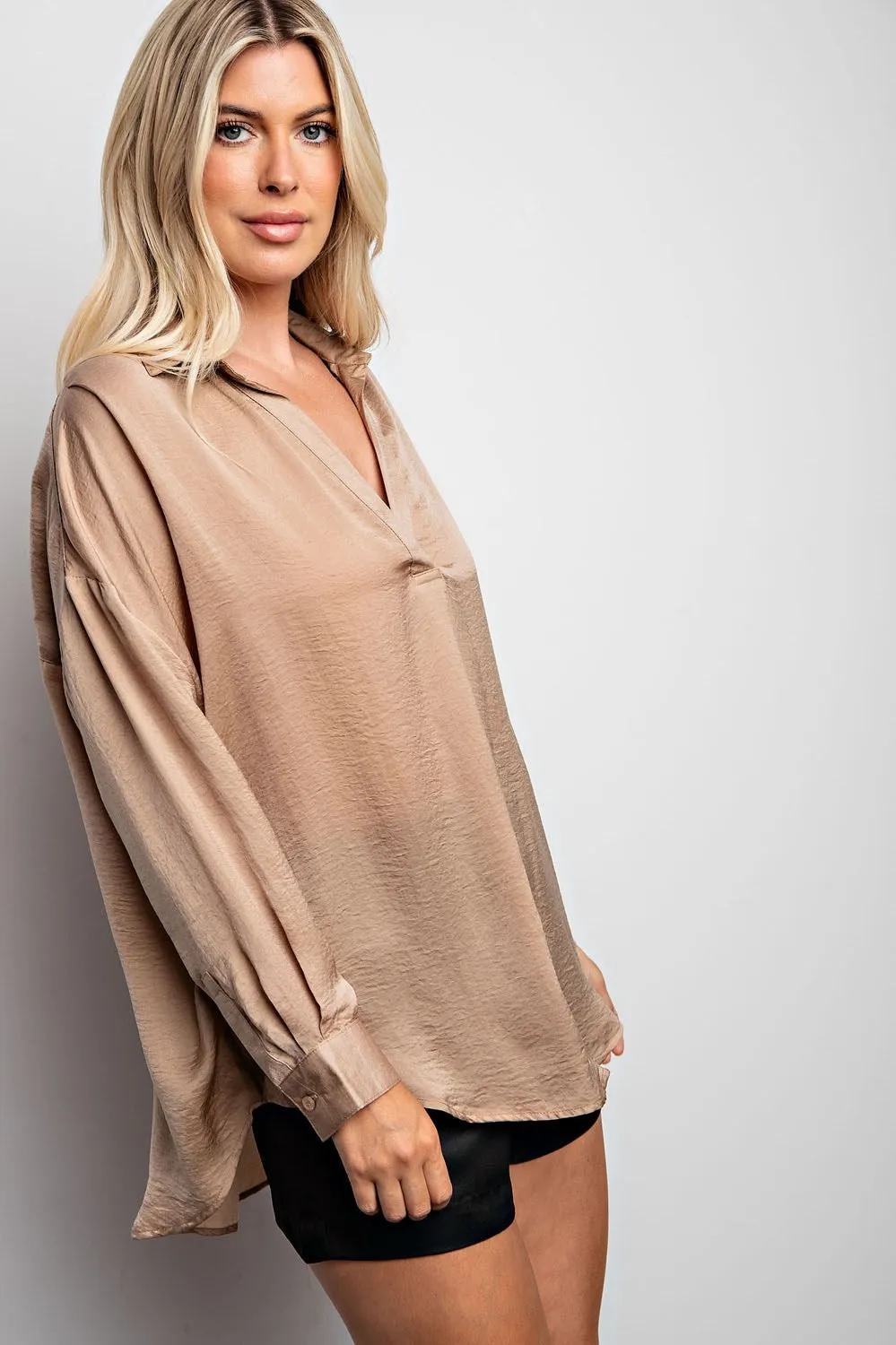 Long Sleeved Collared Blouse