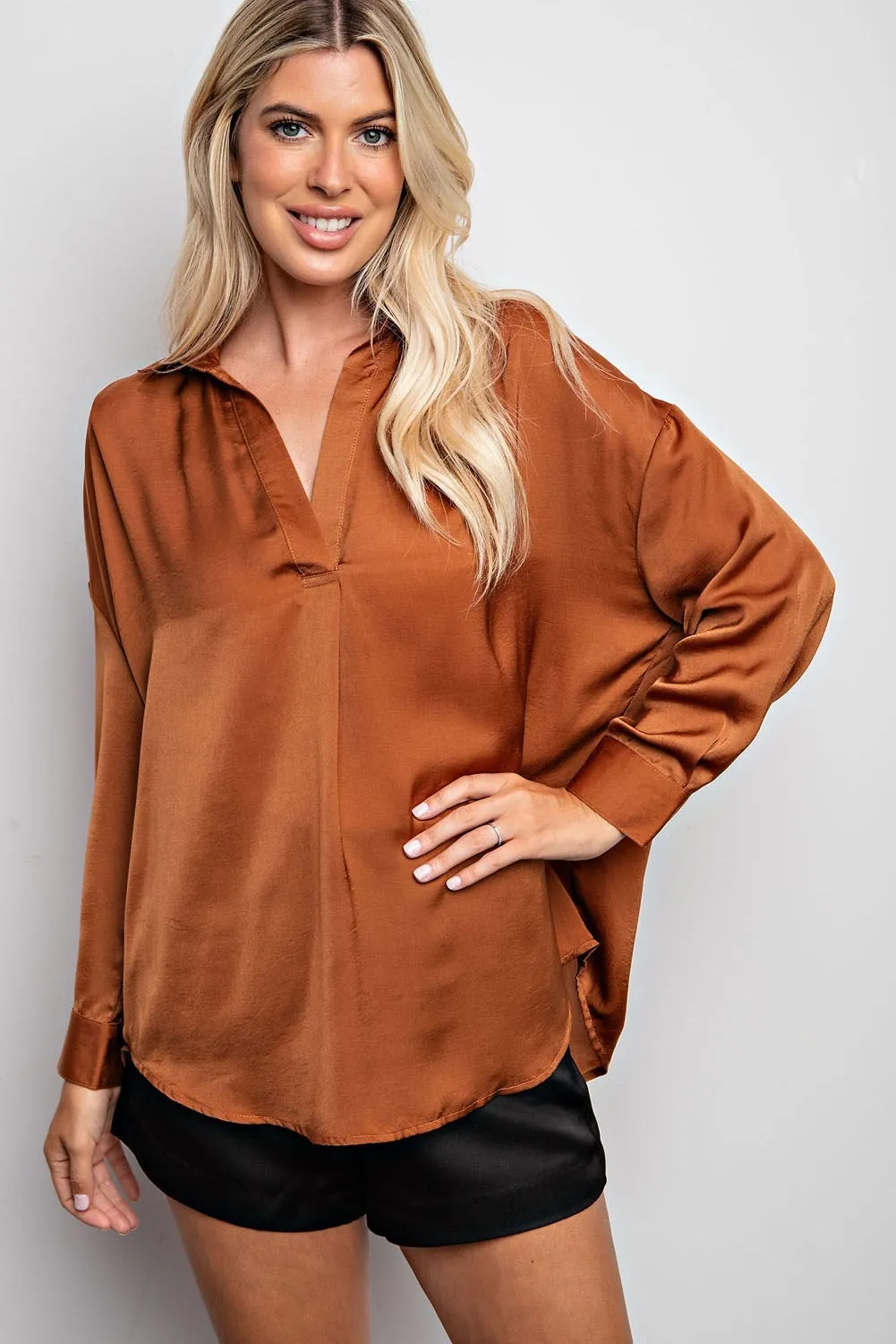Long Sleeved Collared Blouse