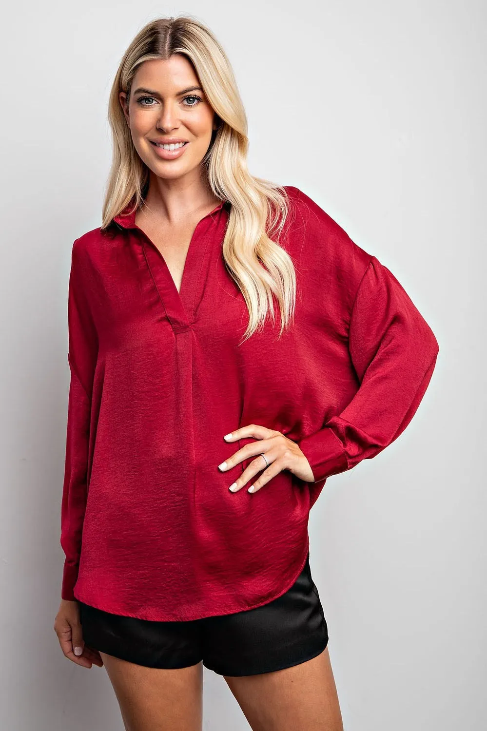 Long Sleeved Collared Blouse