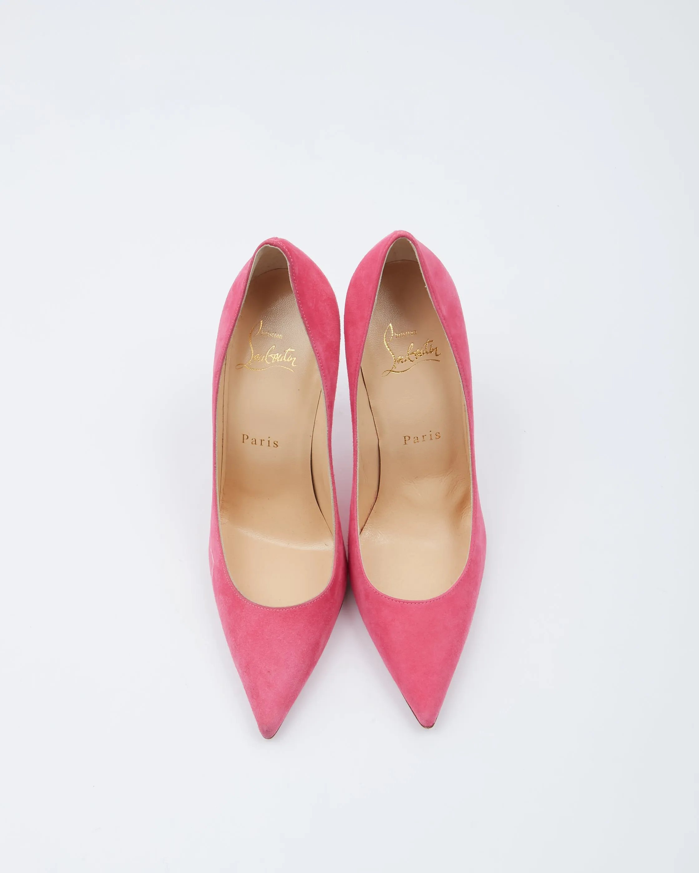 Louboutin Pink Suede Corneille 85 Heels - 36.5